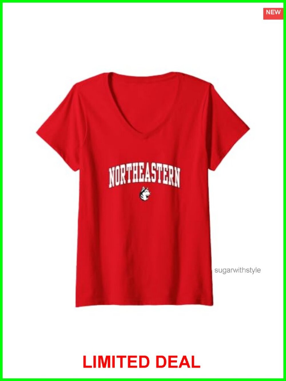 Northeastern Huskies V-Neck T-Shirt Officially Licensed Fan Apparel